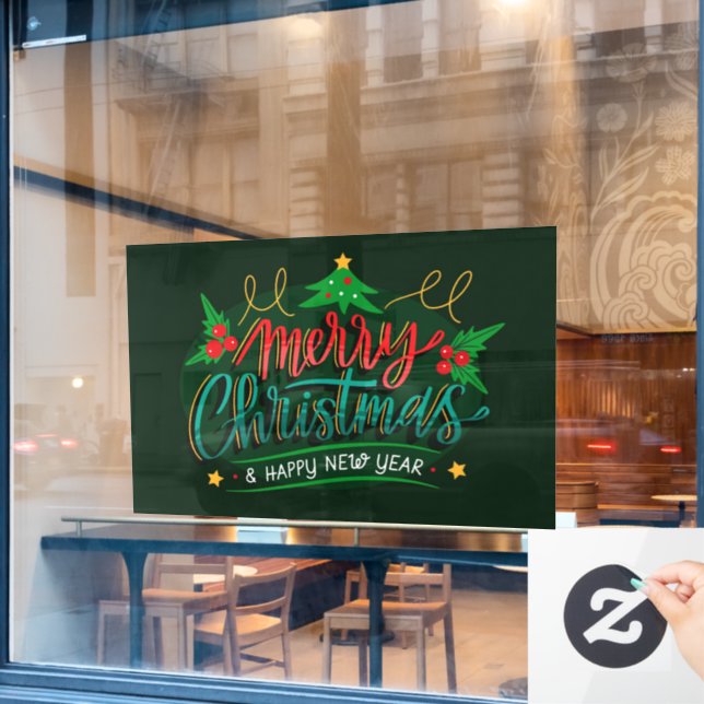 Vinilos Para Cristales Feliz Navidad y Feliz Año Nuevo (Ventana de cafetería)