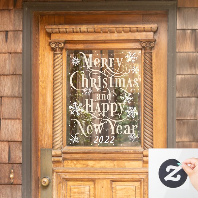 Vinilos Para Cristales  Feliz Navidad y feliz año nuevo 2022 puerta de ca (Puerta de casa)