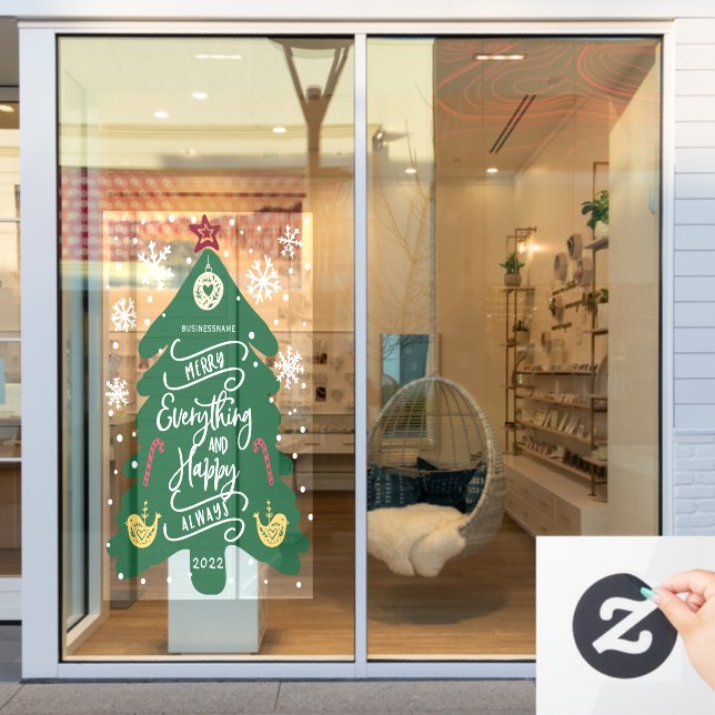 Vinilos Para Cristales Feliz Navidad y Feliz Año Nuevo, invierno (Ventana de la tienda)