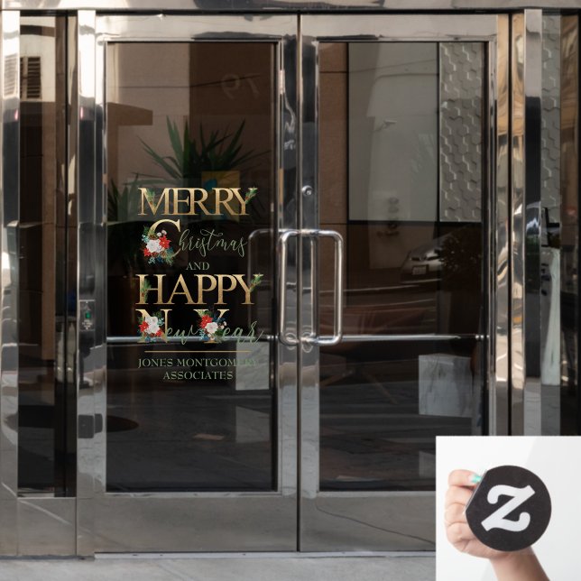 Vinilos Para Cristales Feliz Navidad y feliz año nuevo personalizado (Puerta de oficina)