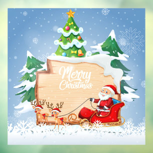 Vinilos Para Cristales Feliz Papá Noel y renos