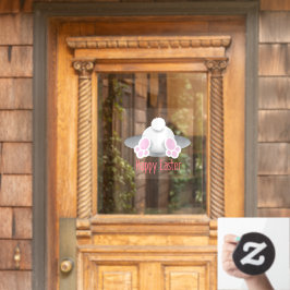 Vinilos Para Cristales Feliz Pascua con cola de conejito