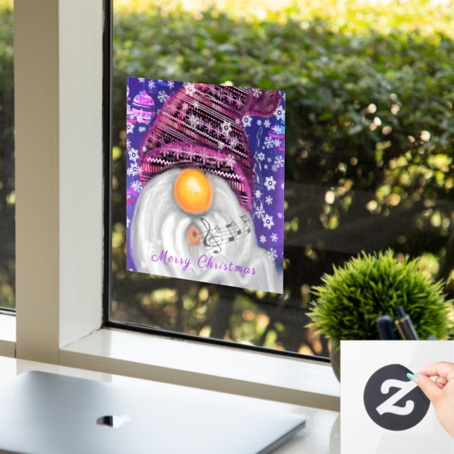 Vinilos Para Cristales Feliz Regreso De Navidades A La Ventana Gorra Púrp (Oficina)