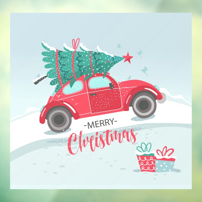 Vinilos Para Cristales Feliz Volkswagen navideño y árbol de Navidad  (Hoja 3)