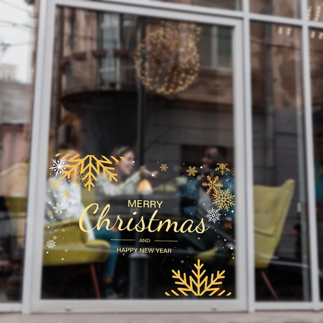 Vinilos Para Cristales Festividad de copos de nieve Feliz Navidad Año Nue (Snowflake Merry Christmas NewYear Business Holiday Window Cling)