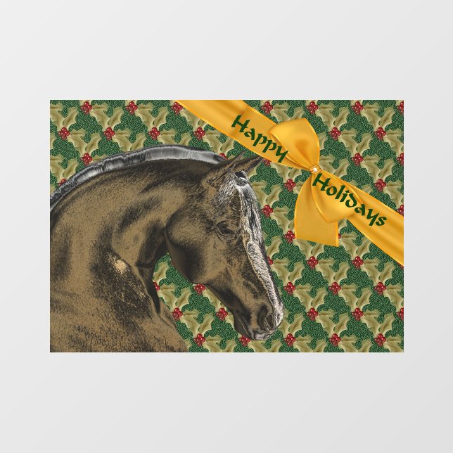 Vinilos Para Cristales Festividades De Caballos Y Navidades Holly (Hoja)