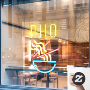 Vinilos Para Cristales Fideos Pho Luz de Neón Falsa Restaurante Vietnamit
