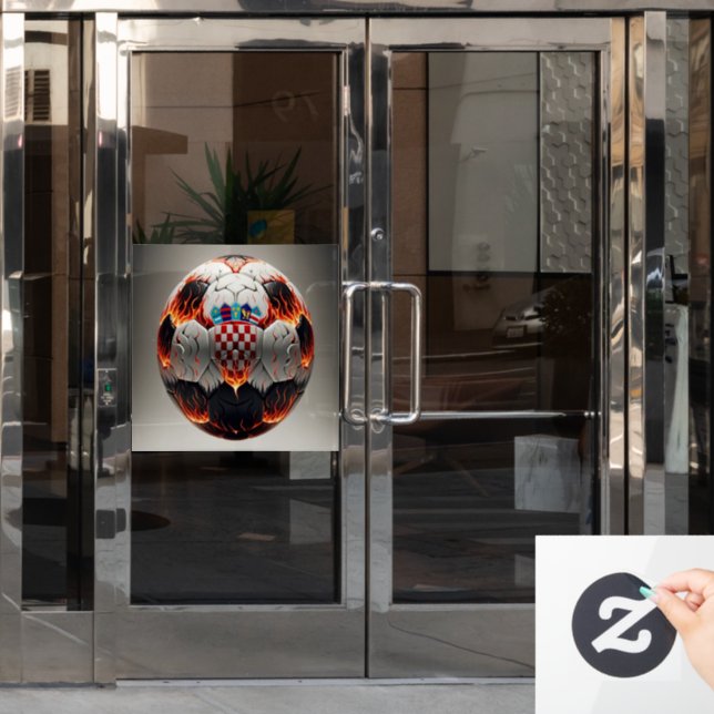 Vinilos Para Cristales Fiery Ball de fútbol croata (Puerta de oficina)