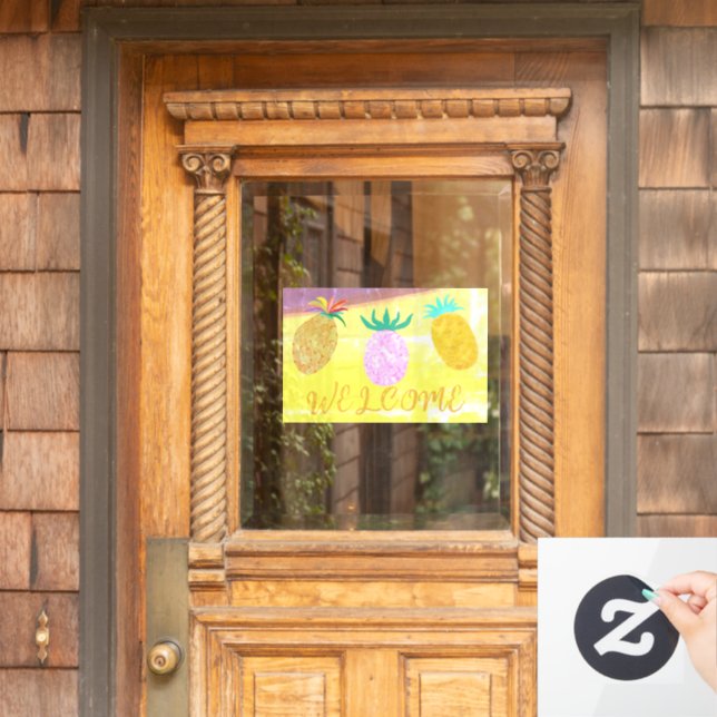 Vinilos Para Cristales Fiesta Luau de Piña Tiki de Verano (Puerta de casa)