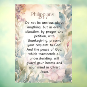 Vinilos Para Cristales Filipenses 4:6-7 Versículo de la Biblia Cristiana 