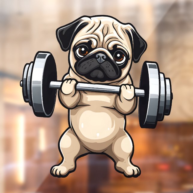 Vinilos Para Cristales Fitness Pug (Hoja 2)