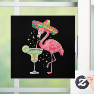 Vinilos Para Cristales Flamenco bebiendo Margarita divertido Poncho mexic