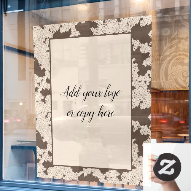 Vinilos Para Cristales Flauta vaca Imprimir marrón y ventana crema (Ventana de cafetería)