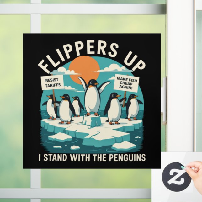 Vinilos Para Cristales Flippers Up I Stand With Penguins Funny Resist (Hogar)