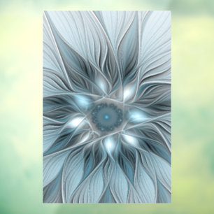 Vinilos Para Cristales Flor abstracta alegre azul gris fractal floral