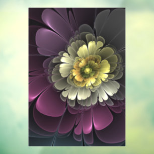 Vinilos Para Cristales Flor abstracta moderna purpura gris khaki