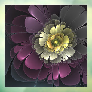 Vinilos Para Cristales Flor abstracta moderna purpura gris khaki