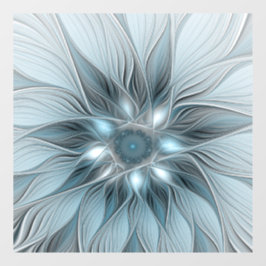 Vinilos Para Cristales Flor alegre Abstracto Floral Gris azul Fractal