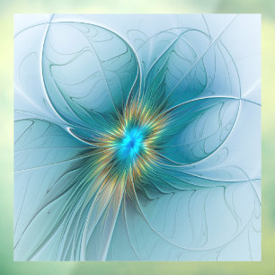 Vinilos Para Cristales Flor de Arte Fractal de Oro Azul Pequeña Belleza