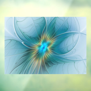 Vinilos Para Cristales Flor de Arte Fractal de Oro Azul Pequeña Belleza