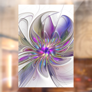 Vinilos Para Cristales Flor de arte fractal enérgica y colorida