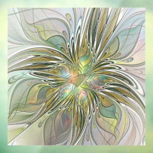 Vinilos Para Cristales Flor De Arte Fractal Moderno Con Oro