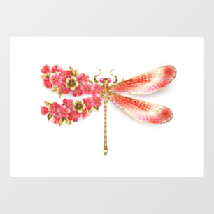 Vinilos Para Cristales Flor libélula con sakura de joyas