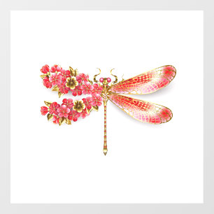 Vinilos Para Cristales Flor libélula con sakura de joyas