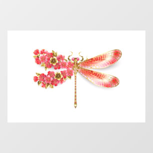 Vinilos Para Cristales Flor libélula con sakura de joyas