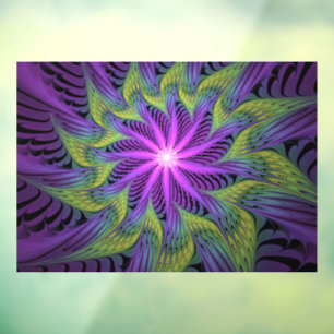 Vinilos Para Cristales Flor verde morada arte contemporáneo abstracto fra