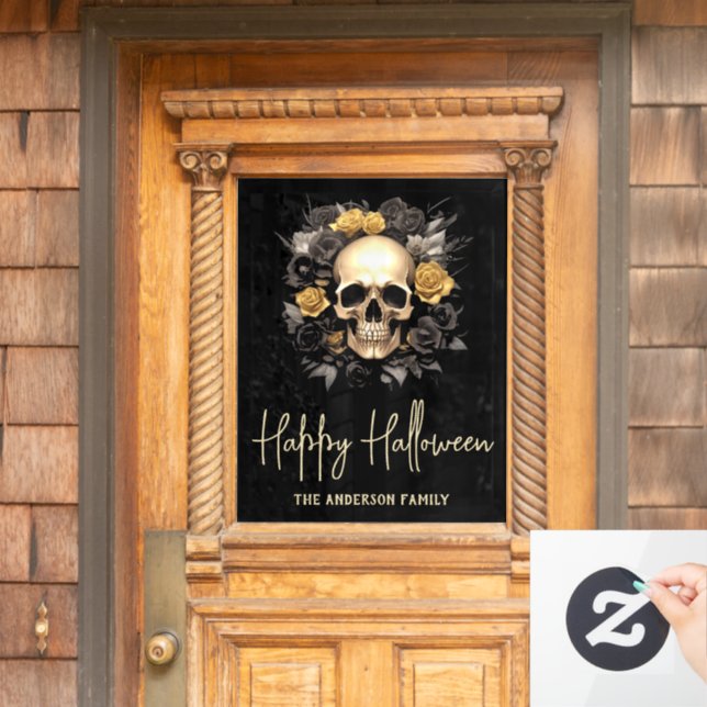 Vinilos Para Cristales Floral Skull Halloween Party (Puerta de casa)