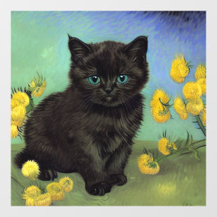 Vinilos Para Cristales Flores amarillas de gato negro Van Gogh