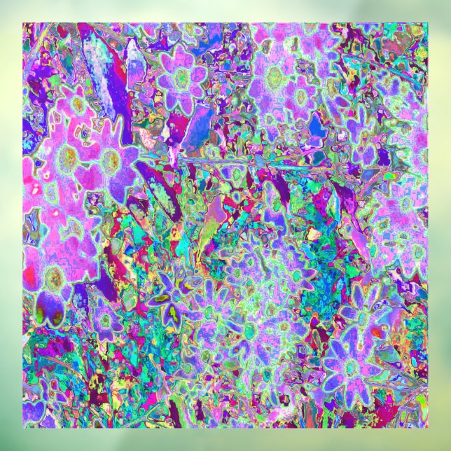 Vinilos Para Cristales Flores rosadas y moradas trippy (Hoja 3)