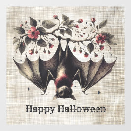 Vinilos Para Cristales Flores rosas de Halloween Malvado Bat Green Leaves