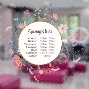 Vinilos Para Cristales Flores silvestres frescas abriendo horarios de ape