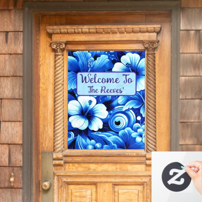 Vinilos Para Cristales Flores tropicales hawaianas Hibiscus personalizada (Puerta de casa)