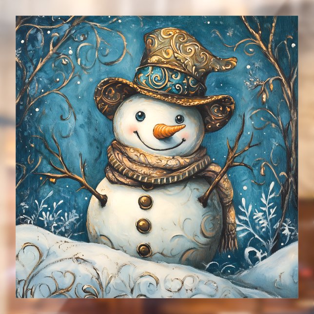 Vinilos Para Cristales Folk Art Snowman (Hoja 2)