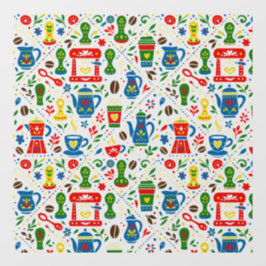 Vinilos Para Cristales Folk coffee pattern on light background