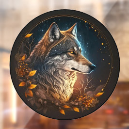 Vinilos Para Cristales Forest Wolf Night Sky Wilderness Animal Art
