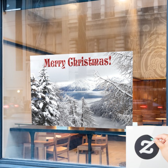 Vinilos Para Cristales Fotografía de bosque de invierno frío con lagunas  (Ventana de cafetería)