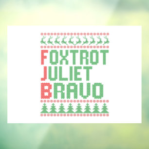 Vinilos Para Cristales Foxtrot Juliet Bravo Navidades feos suéter regalo