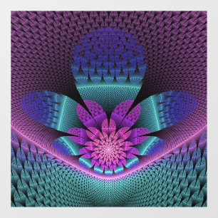Vinilos Para Cristales Fractal de flor colorida con estampado inusual