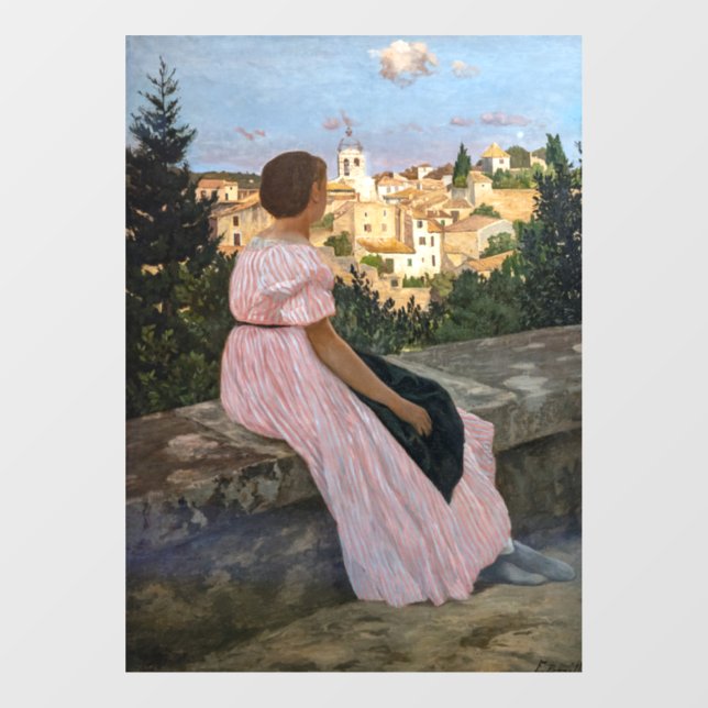Vinilos Para Cristales Frederic Bazille - El vestido rosa (Hoja)
