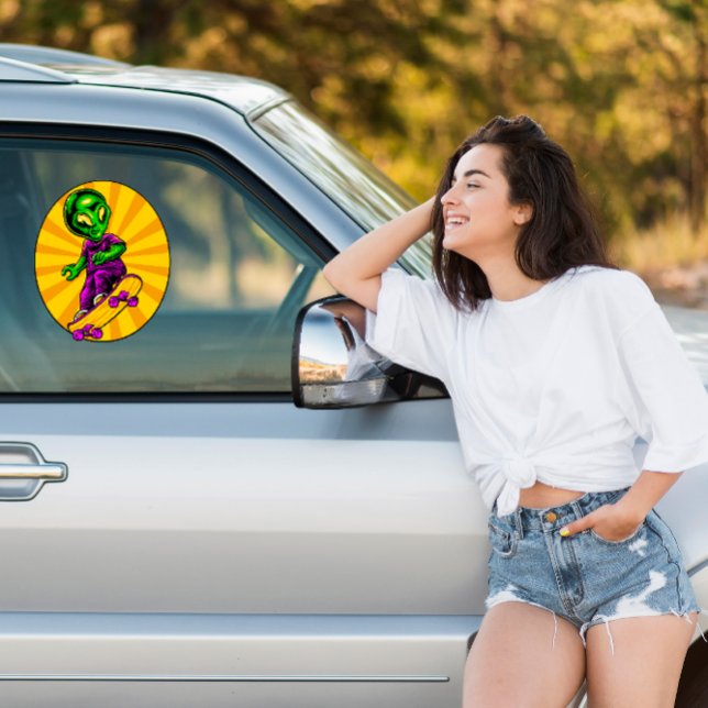 Vinilos Para Cristales Funny Alien Skateboarder Funny Car Truck (Subido por el creador)
