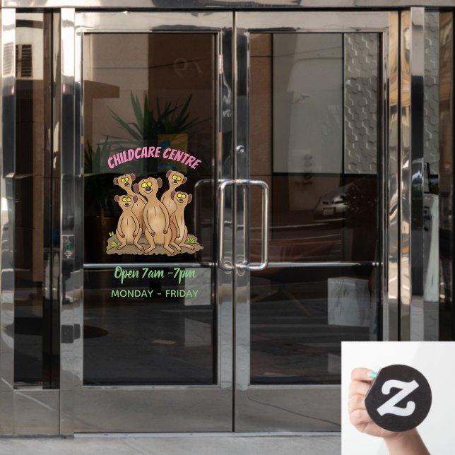 Vinilos Para Cristales Funny meerkat ilustracion personalizado familiar (Puerta de oficina)