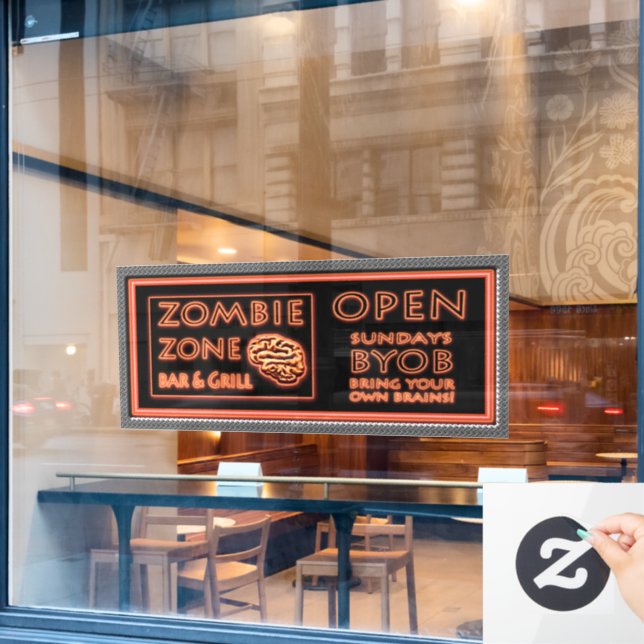 Vinilos Para Cristales Funny Zombie Zone Halloween (Ventana de cafetería)
