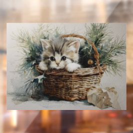 Vinilos Para Cristales Gatito en una canasta