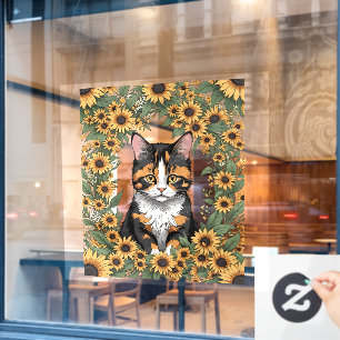 Vinilos Para Cristales Gato Calico de Maryland y Flores de Susana de Ojos
