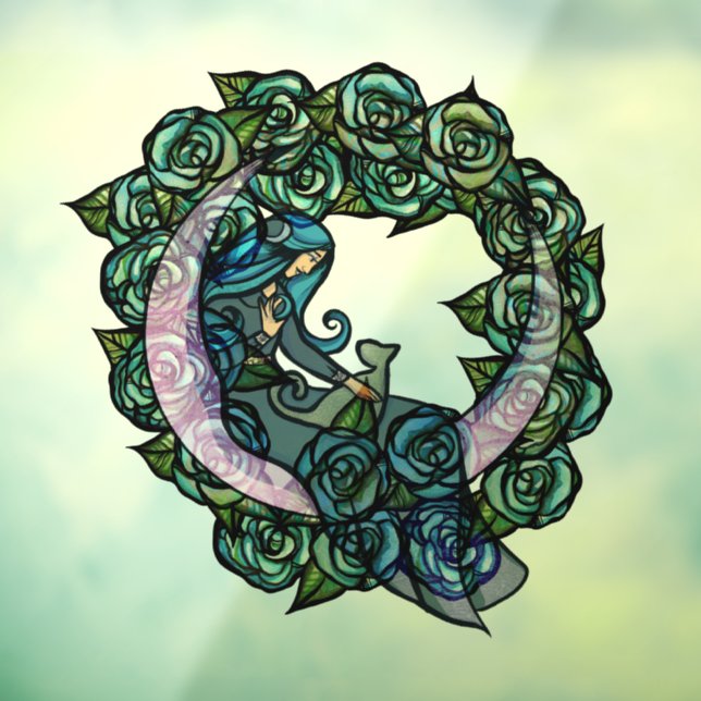 Vinilos Para Cristales Gato de la luna: Gatos de la luna (Hoja 3)