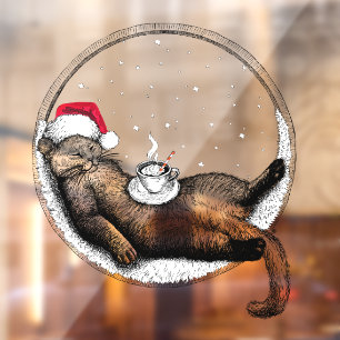 Vinilos Para Cristales Gato de navidades